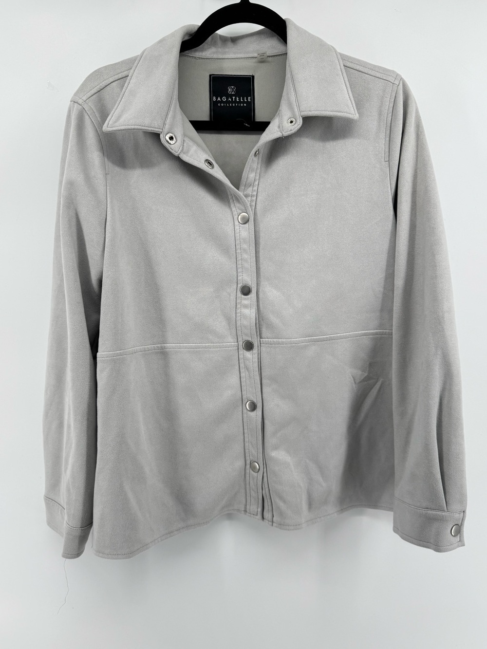 bagatelle Light Gray Snap-Front Button-Up Shirt Jacket Faux-suede Women's Size M